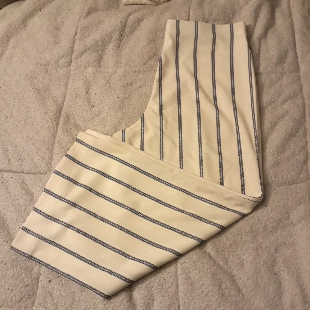 H&M white and blue striped dress pant